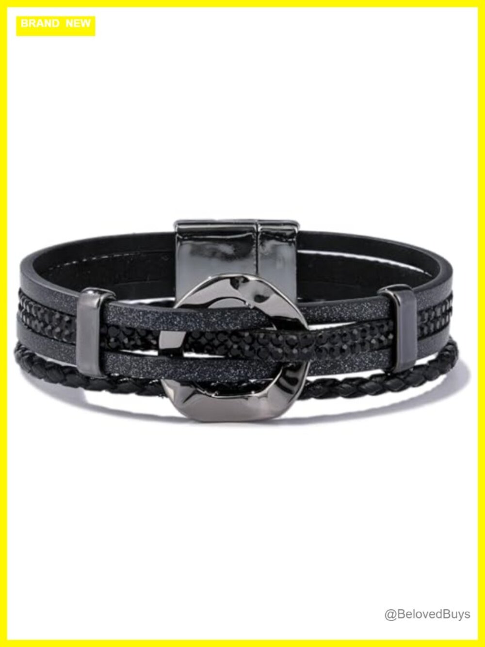 Braided Leather Wrap Bracelet Boho Stackable Cuff Bangle